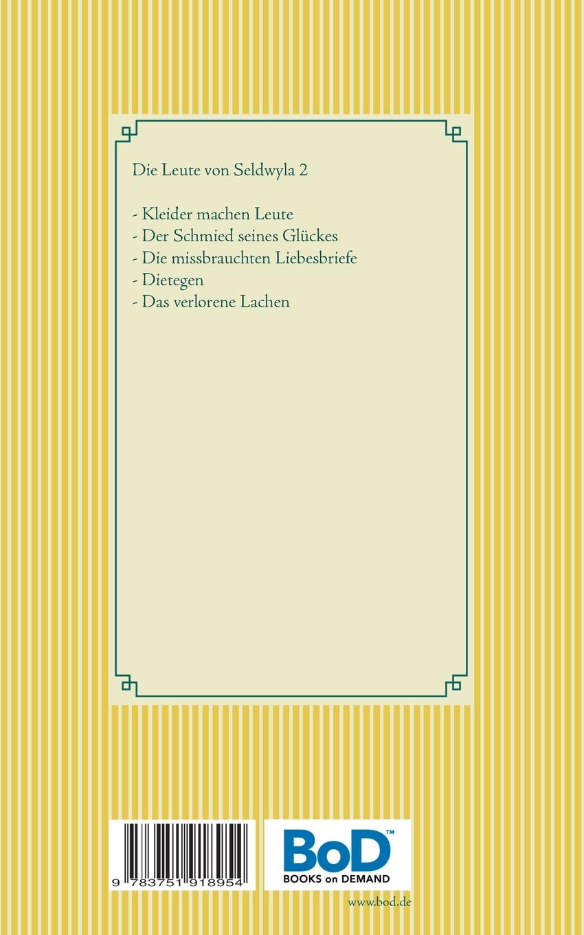 Rückseite: 9783751918954 | Die Leute von Seldwyla 2 | Band 61 | Gottfried Keller | Taschenbuch