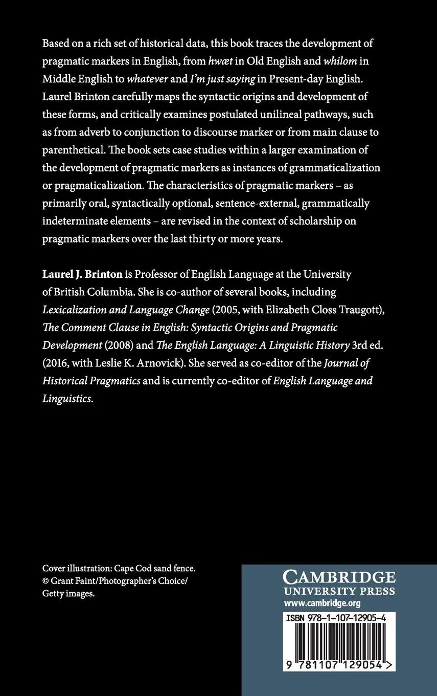 Rückseite: 9781107129054 | The Evolution of Pragmatic Markers in English | Laurel J. Brinton