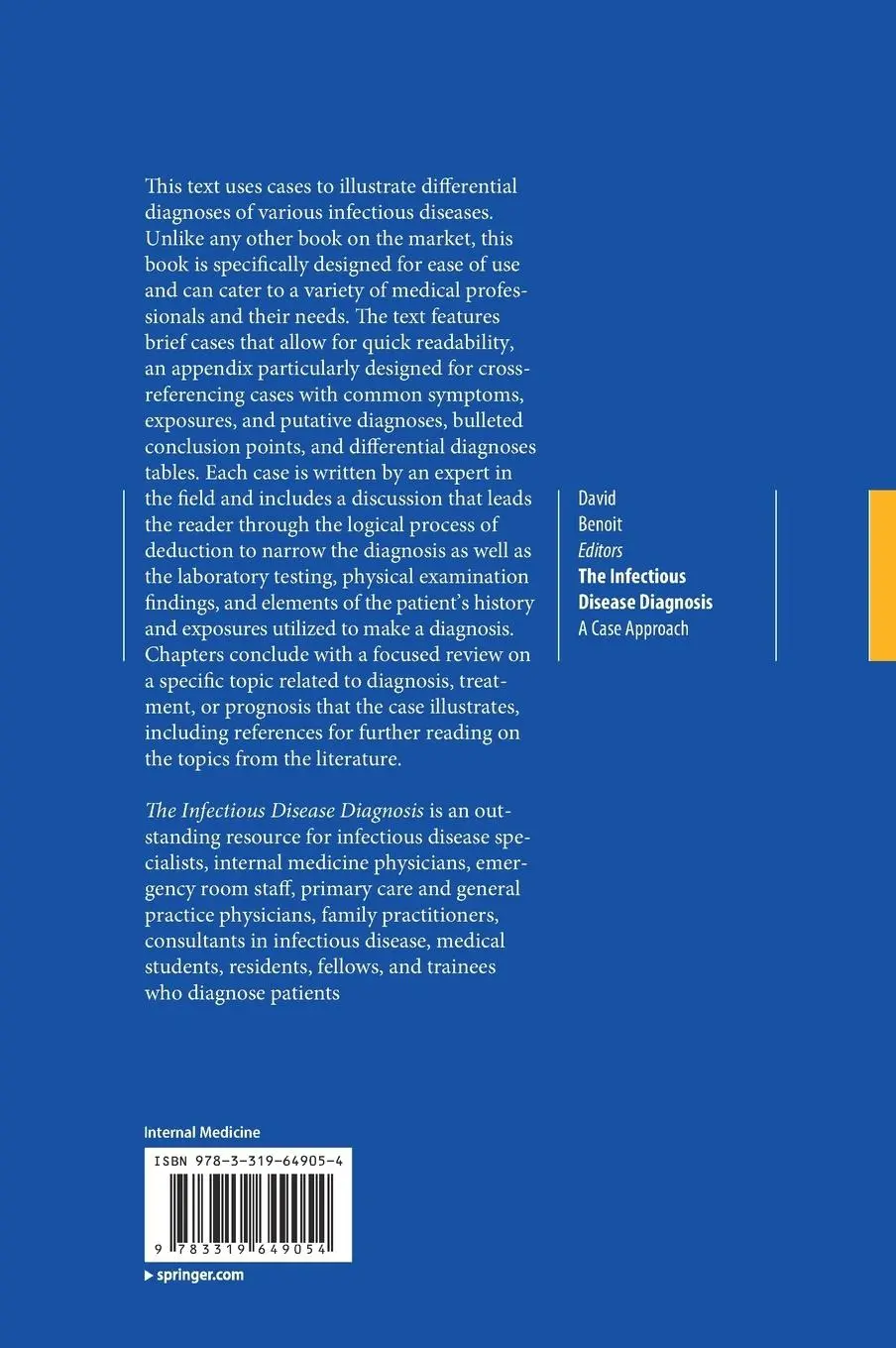 Rückseite: 9783319649054 | The Infectious Disease Diagnosis | A Case Approach | Benoit (u. a.)