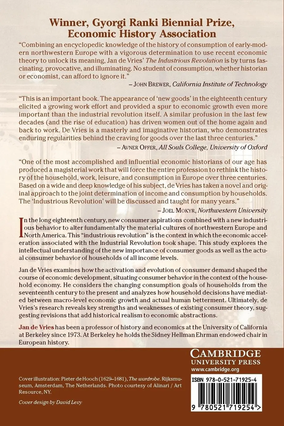 Rückseite: 9780521719254 | The Industrious Revolution | Jan De Vries | Taschenbuch | Englisch