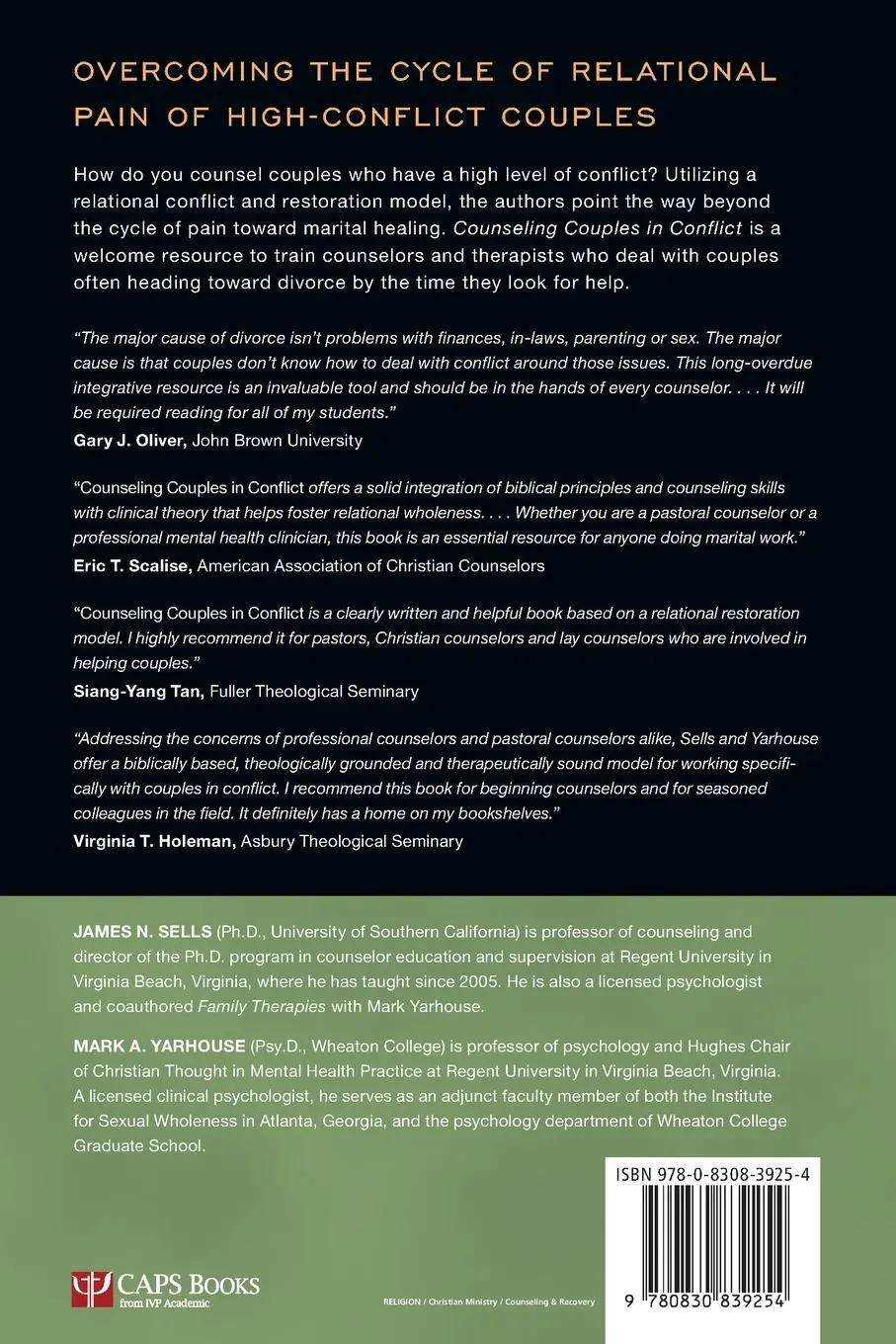 Rückseite: 9780830839254 | Counseling Couples in Conflict | A Relational Restoration Model | Buch