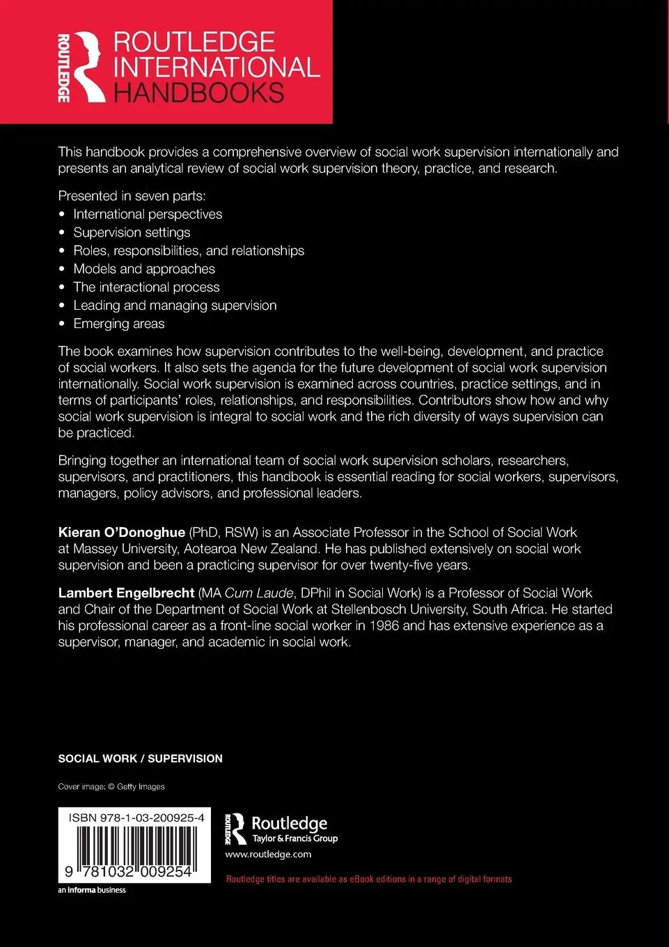 Rückseite: 9781032009254 | The Routledge International Handbook of Social Work Supervision | Buch