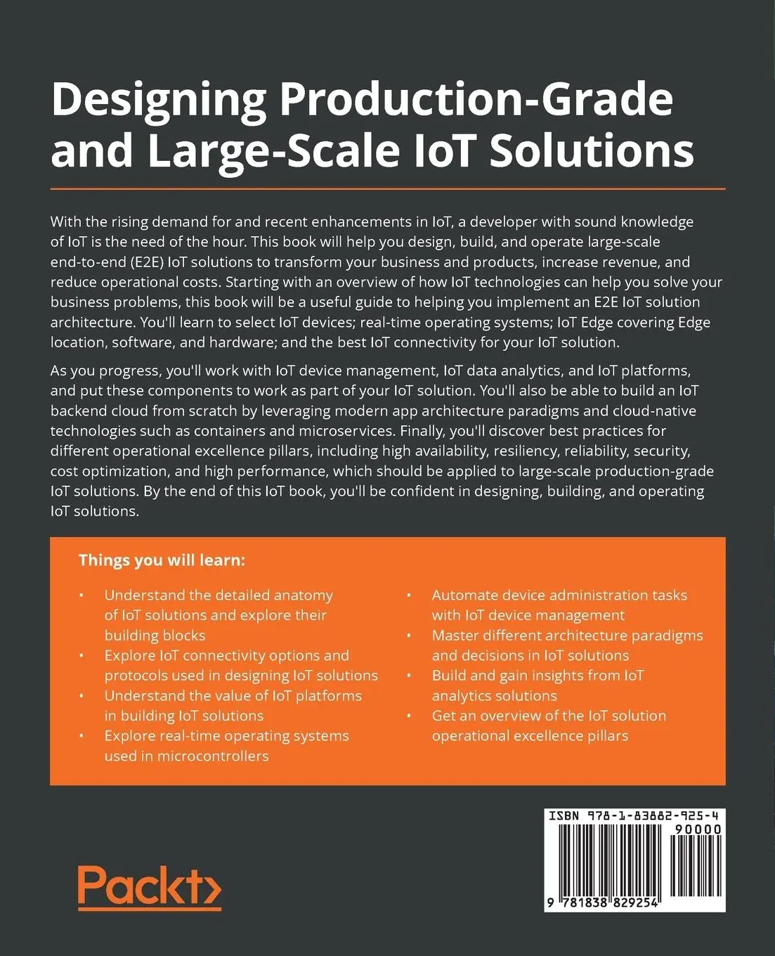 Rückseite: 9781838829254 | Designing Production-Grade and Large-Scale IoT Solutions | Abdelaziz