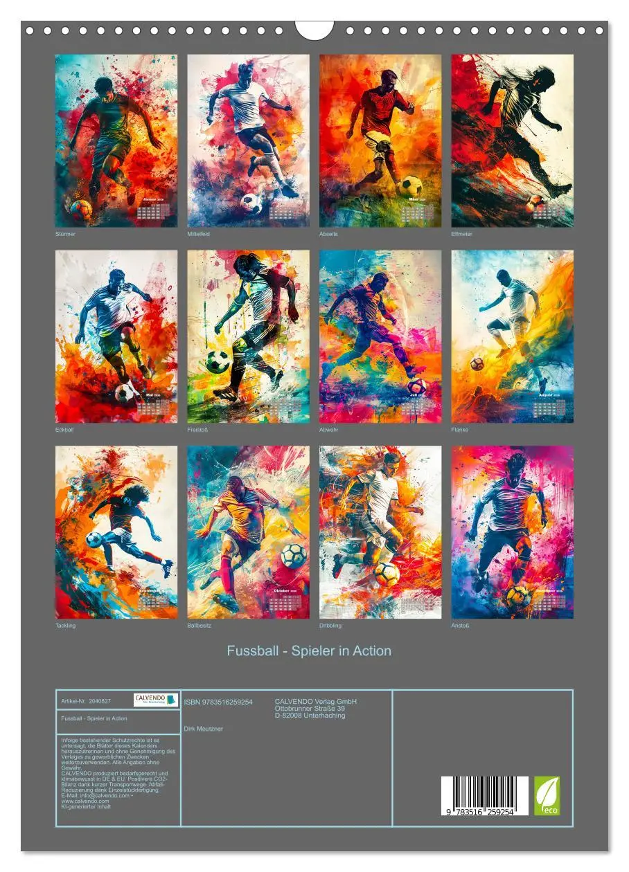 Bild: 9783516259254 | Fussball - Spieler in Action (Wandkalender 2026 DIN A3 hoch),...