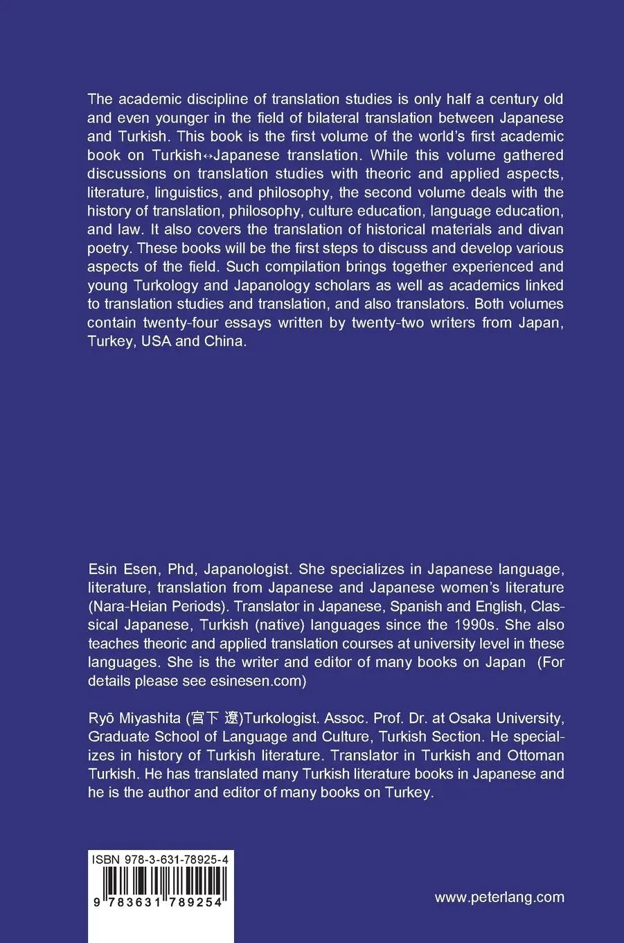 Rückseite: 9783631789254 | Shaping the Field of Translation In Japanese ¿ Turkish Contexts I