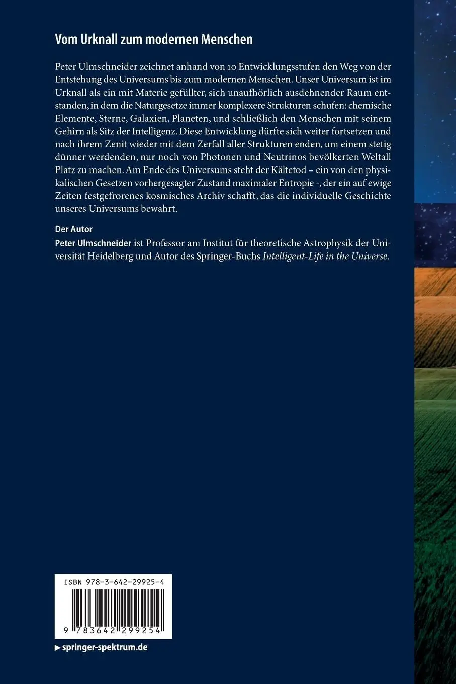 Rückseite: 9783642299254 | Vom Urknall zum modernen Menschen | Peter Ulmschneider | Taschenbuch