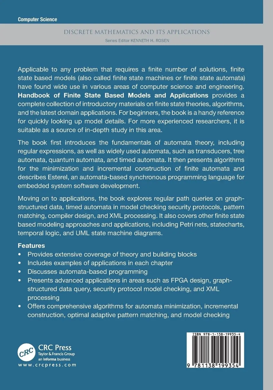 Rückseite: 9781138199354 | Handbook of Finite State Based Models and Applications | Jiacun Wang