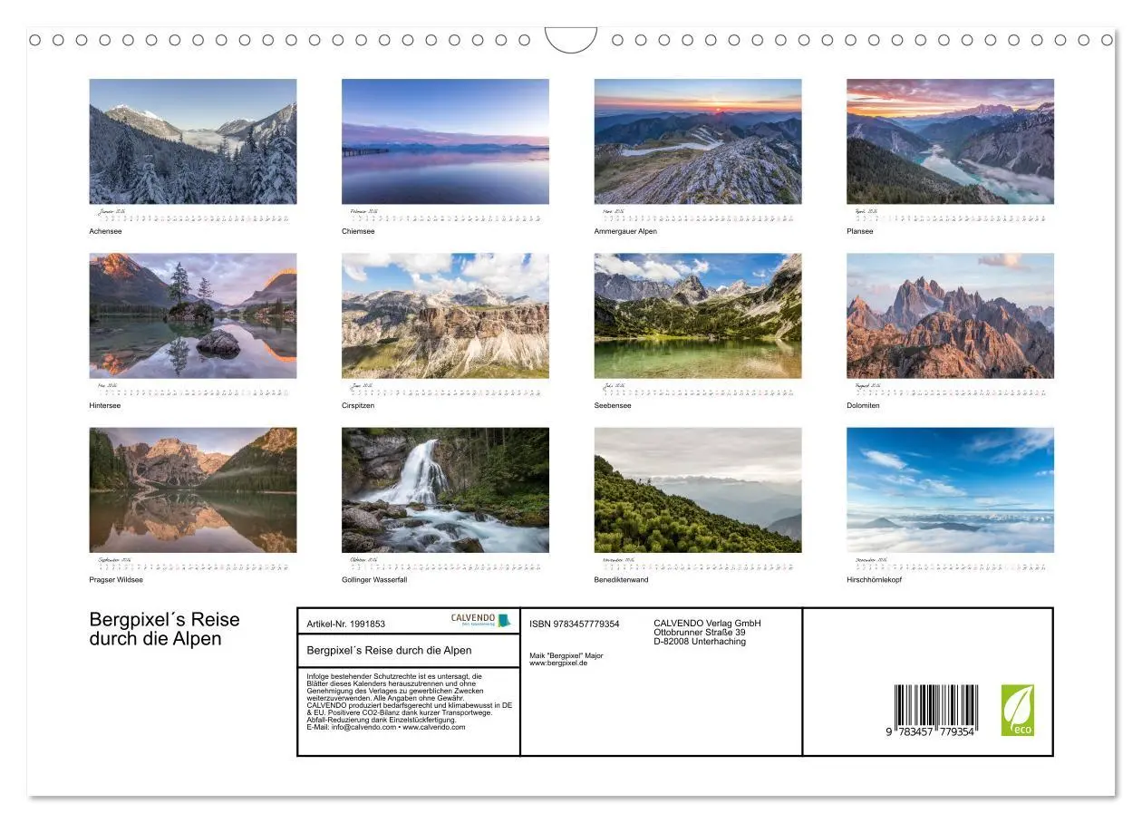 Bild: 9783457779354 | Bergpixel´s Reise durch die Alpen (Wandkalender 2026 DIN A3 quer),...