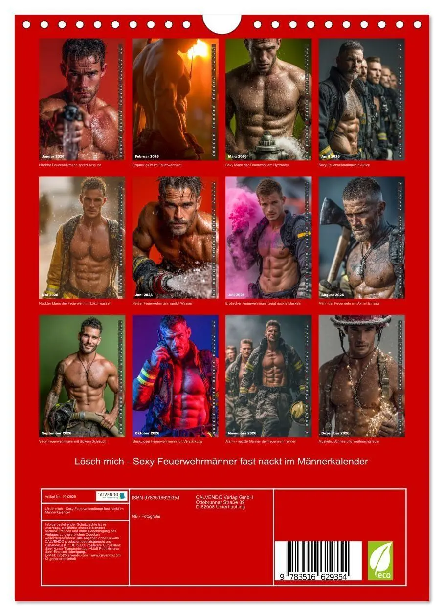 Bild: 9783516629354 | Lösch mich - Sexy Feuerwehrmänner fast nackt im Männerkalender...