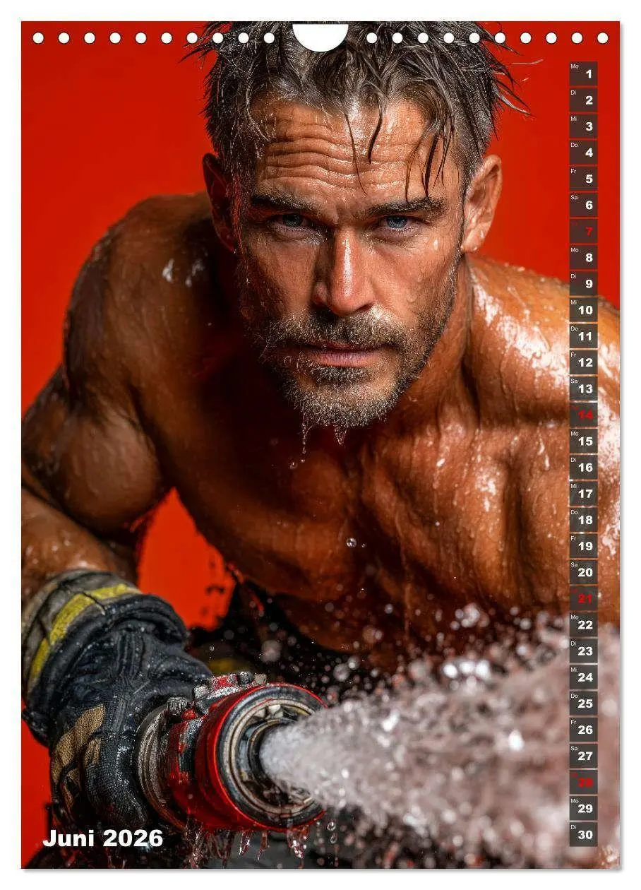 Bild: 9783516629354 | Lösch mich - Sexy Feuerwehrmänner fast nackt im Männerkalender...