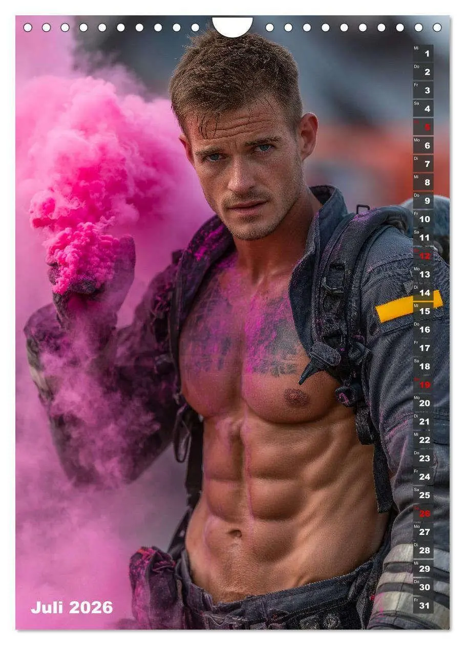 Bild: 9783516629354 | Lösch mich - Sexy Feuerwehrmänner fast nackt im Männerkalender...