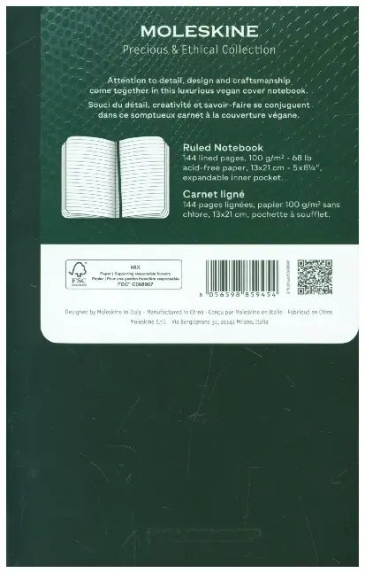 Cover: 8056598859454 | Moleskine Vegea Capri Notizbuch, Large/A5, liniert, weicher...