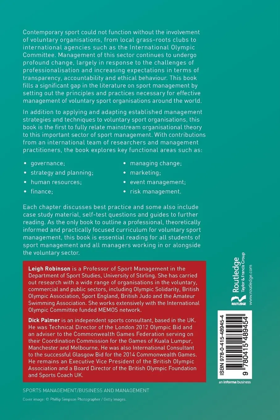 Rückseite: 9780415489454 | Managing Voluntary Sport Organizations | Leigh Robinson (u. a.) | Buch