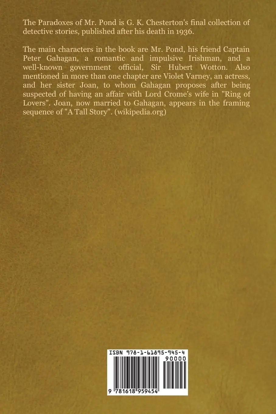Rückseite: 9781618959454 | The Paradoxes of Mr. Pond | Gilbert K. Chesterton | Taschenbuch | 2020