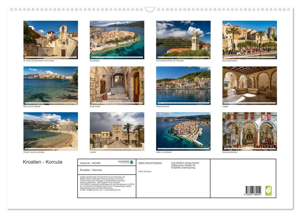 Bild: 9783457389454 | Kroatien - Korcula (Wandkalender 2026 DIN A2 quer), CALVENDO...