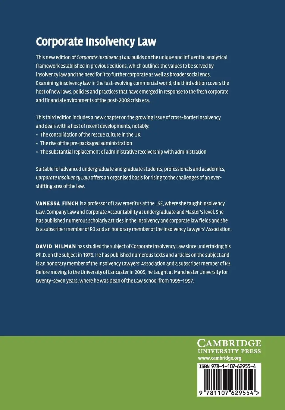 Rückseite: 9781107629554 | Corporate Insolvency Law | Vanessa Finch (u. a.) | Taschenbuch | 2019