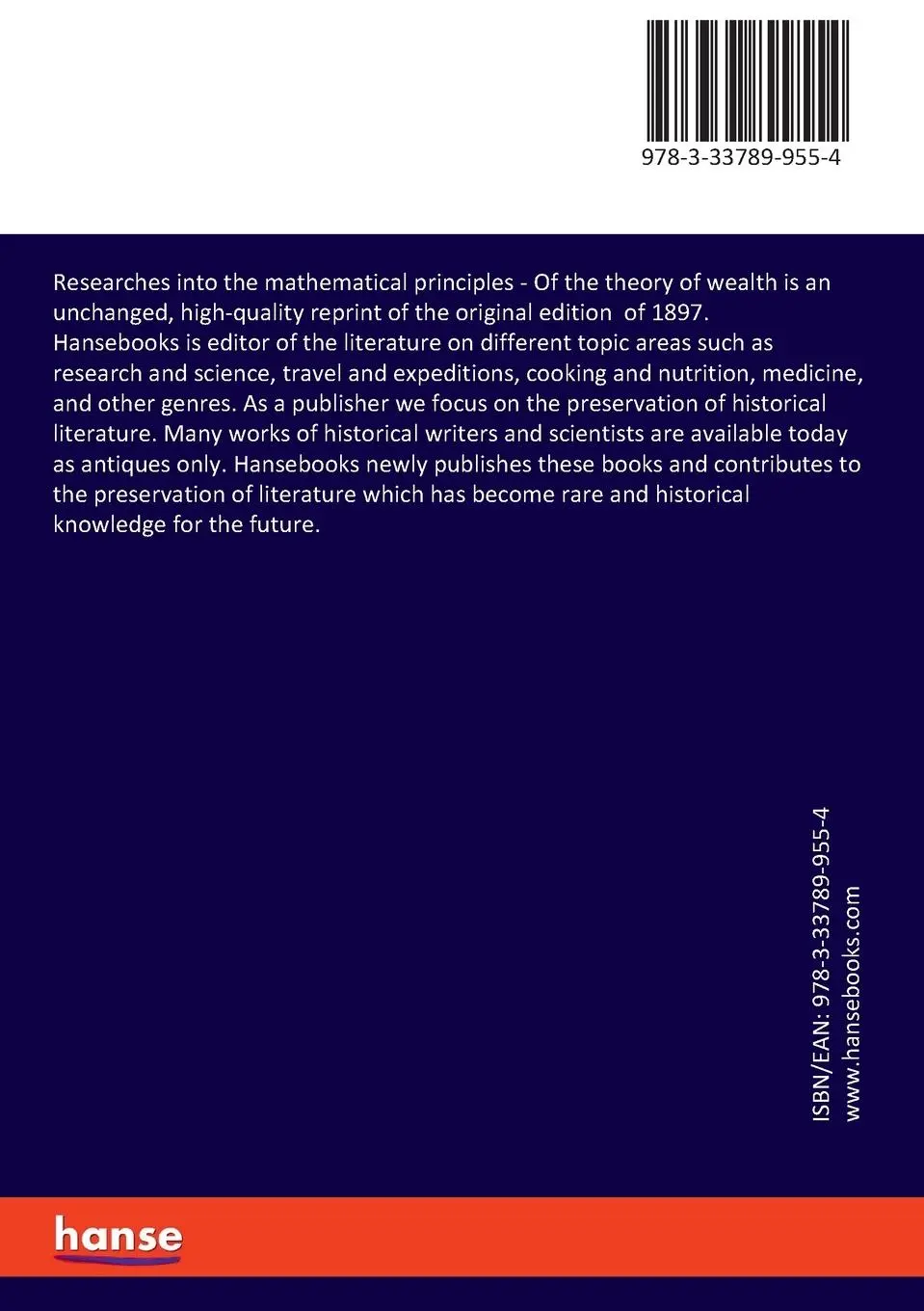 Rückseite: 9783337899554 | Researches into the mathematical principles | Of the theory of wealth