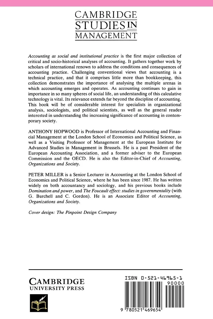 Rückseite: 9780521469654 | Accounting as Social and Institutional Practice | Hopwood (u. a.)