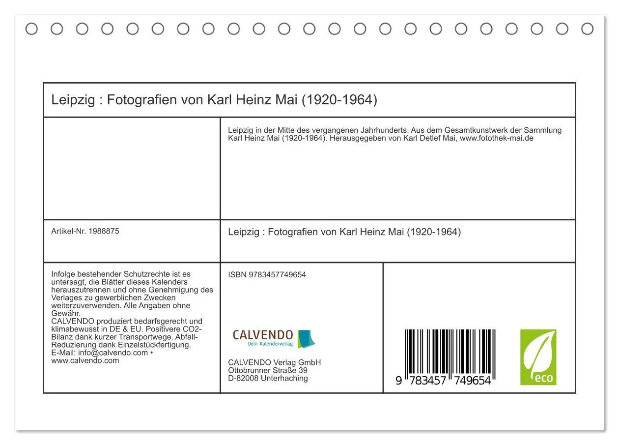 Bild: 9783457749654 | Leipzig : Fotografien von Karl Heinz Mai (1920-1964) (Tischkalender...