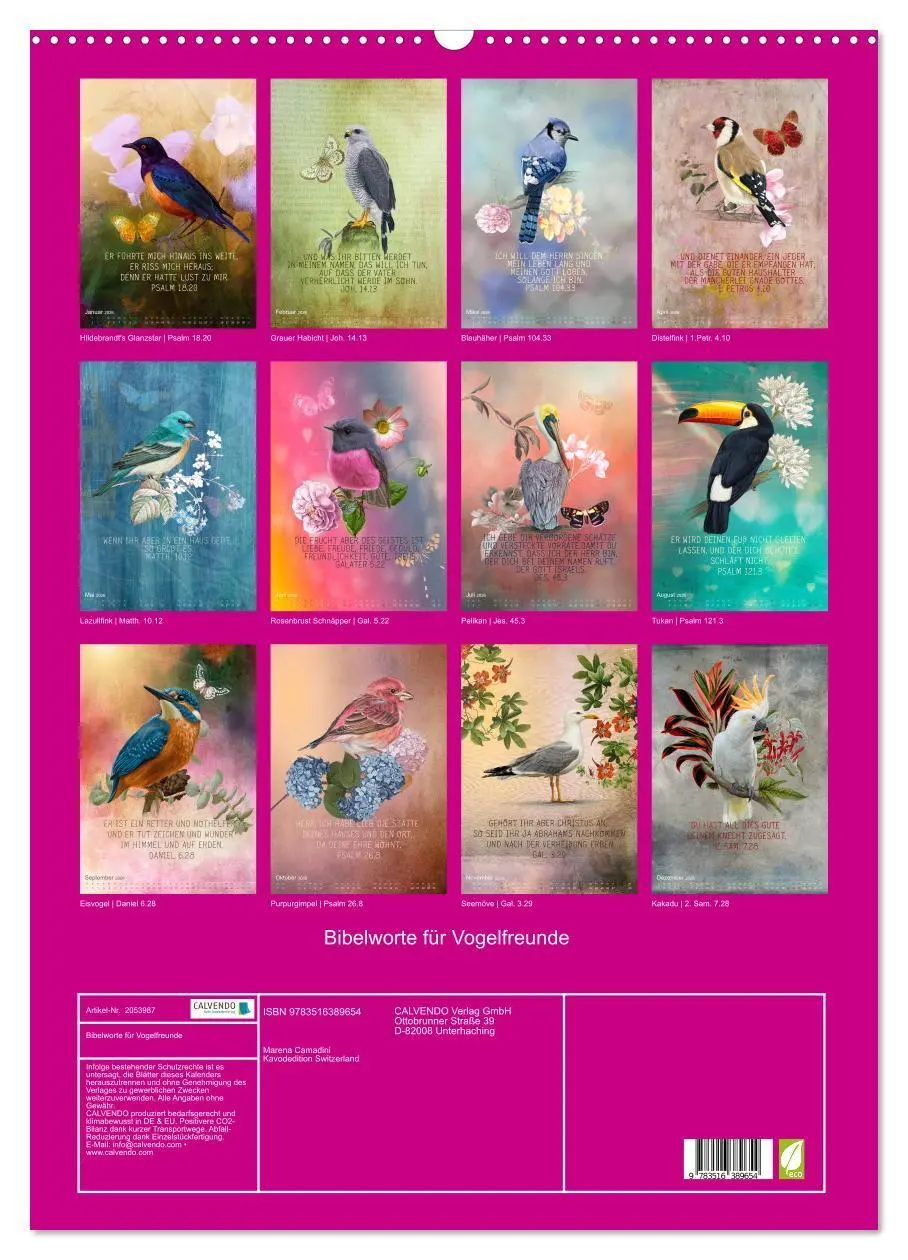 Bild: 9783516389654 | Bibelworte für Vogelfreunde (Wandkalender 2026 DIN A2 hoch),...