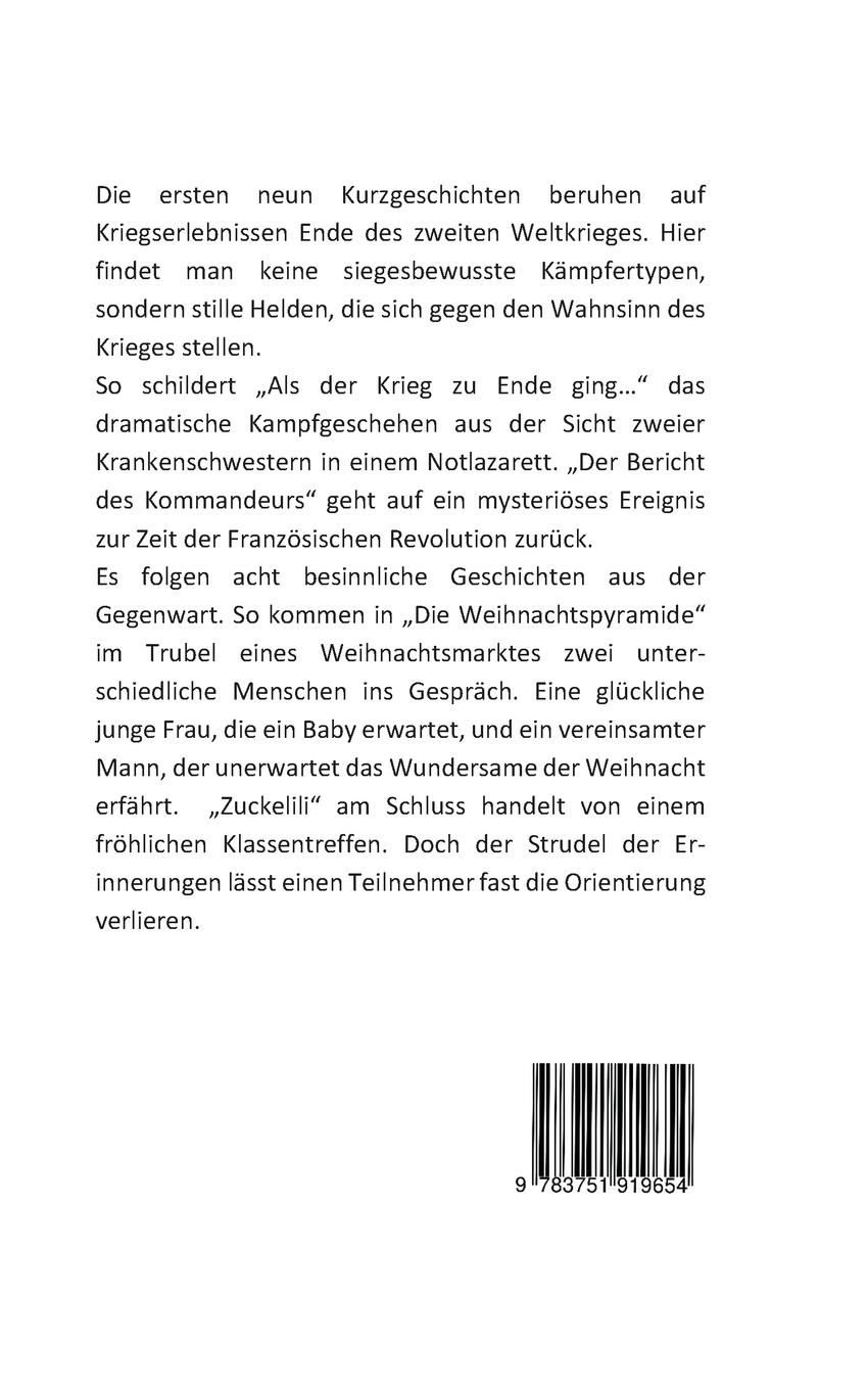 Rückseite: 9783751919654 | Von Krieg und Frieden | Kurzgeschichten | Kai Lorenz | Taschenbuch