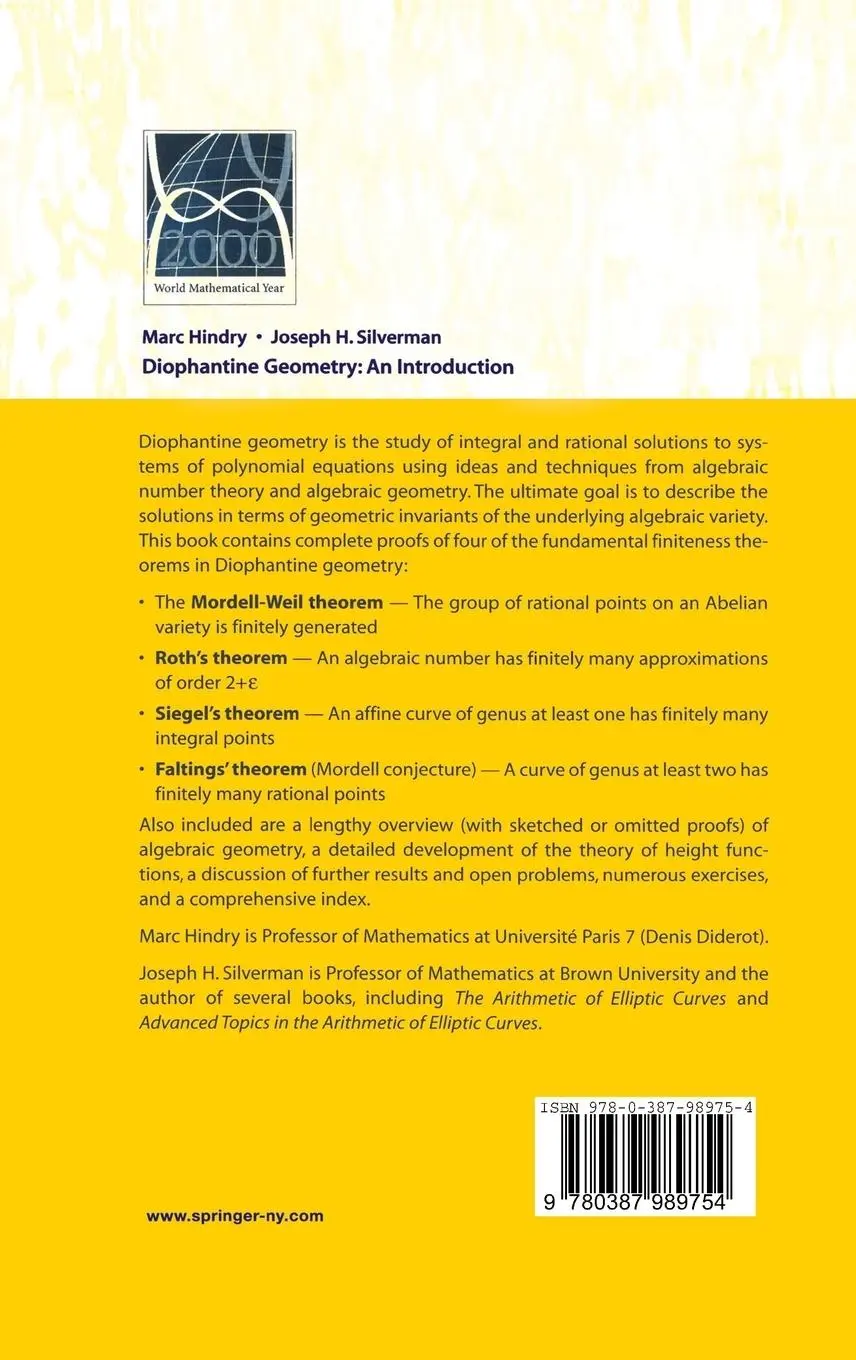 Rückseite: 9780387989754 | Diophantine Geometry | An Introduction | Joseph H. Silverman (u. a.)