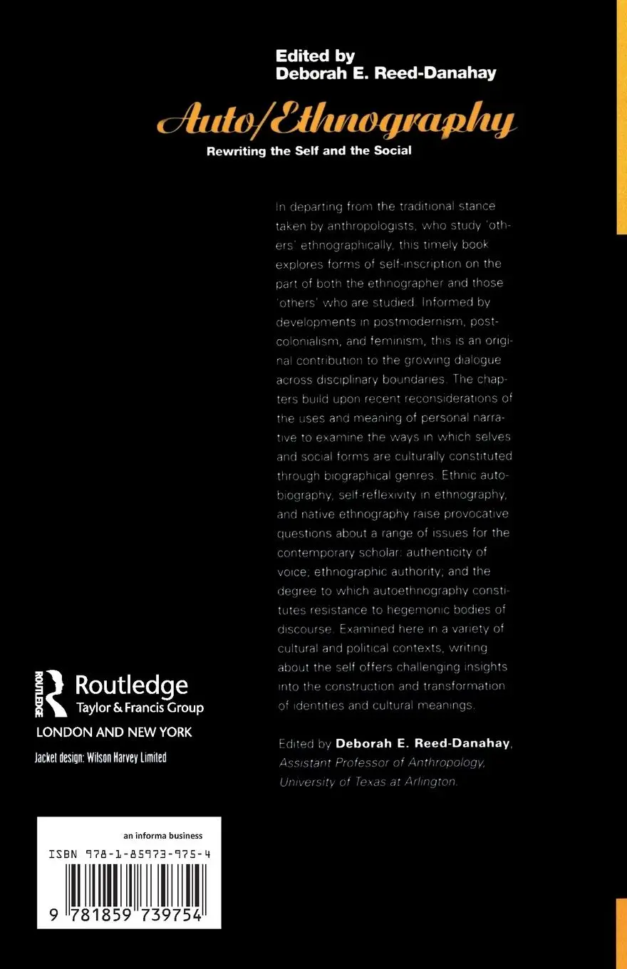Rückseite: 9781859739754 | Auto/ethnography | Rewriting the Self and the Social | Reed-Danahay