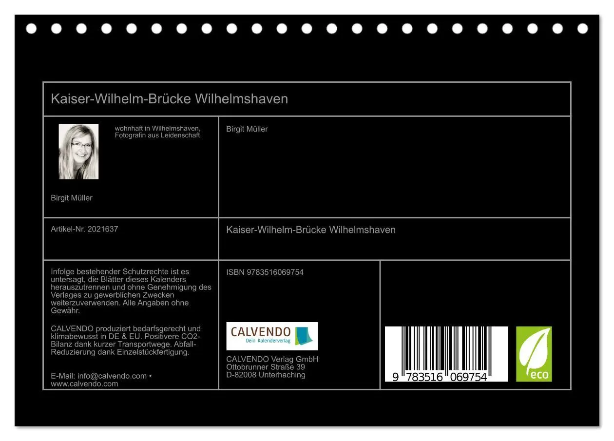 Bild: 9783516069754 | Kaiser-Wilhelm-Brücke Wilhelmshaven (Tischkalender 2026 DIN A5...