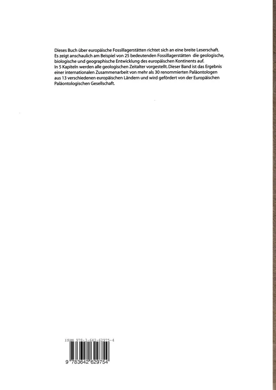 Rückseite: 9783642629754 | Europäische Fossillagerstätten | Dieter Meischner | Taschenbuch | 2014