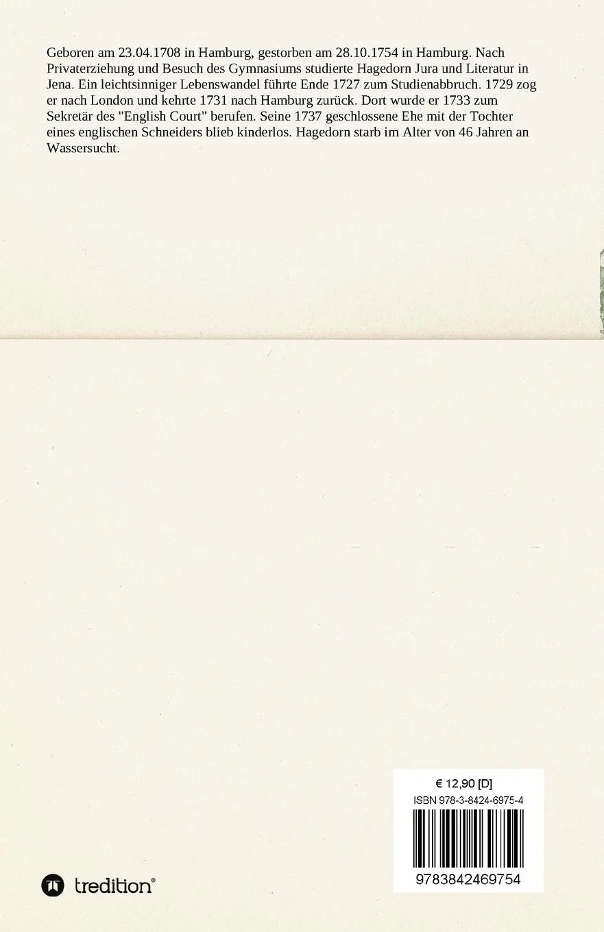Rückseite: 9783842469754 | Versuch in poetischen Fabeln und Erzehlungen | Friedrich Von Hagedorn