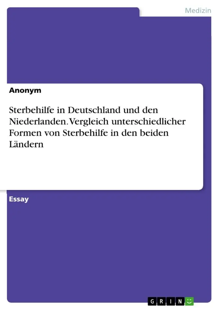 Cover: 9783346849854 | Sterbehilfe in Deutschland und den Niederlanden. Vergleich...