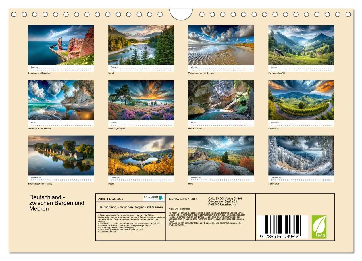 Bild: 9783516749854 | Deutschland - zwischen Bergen und Meeren (Wandkalender 2027 DIN A4...