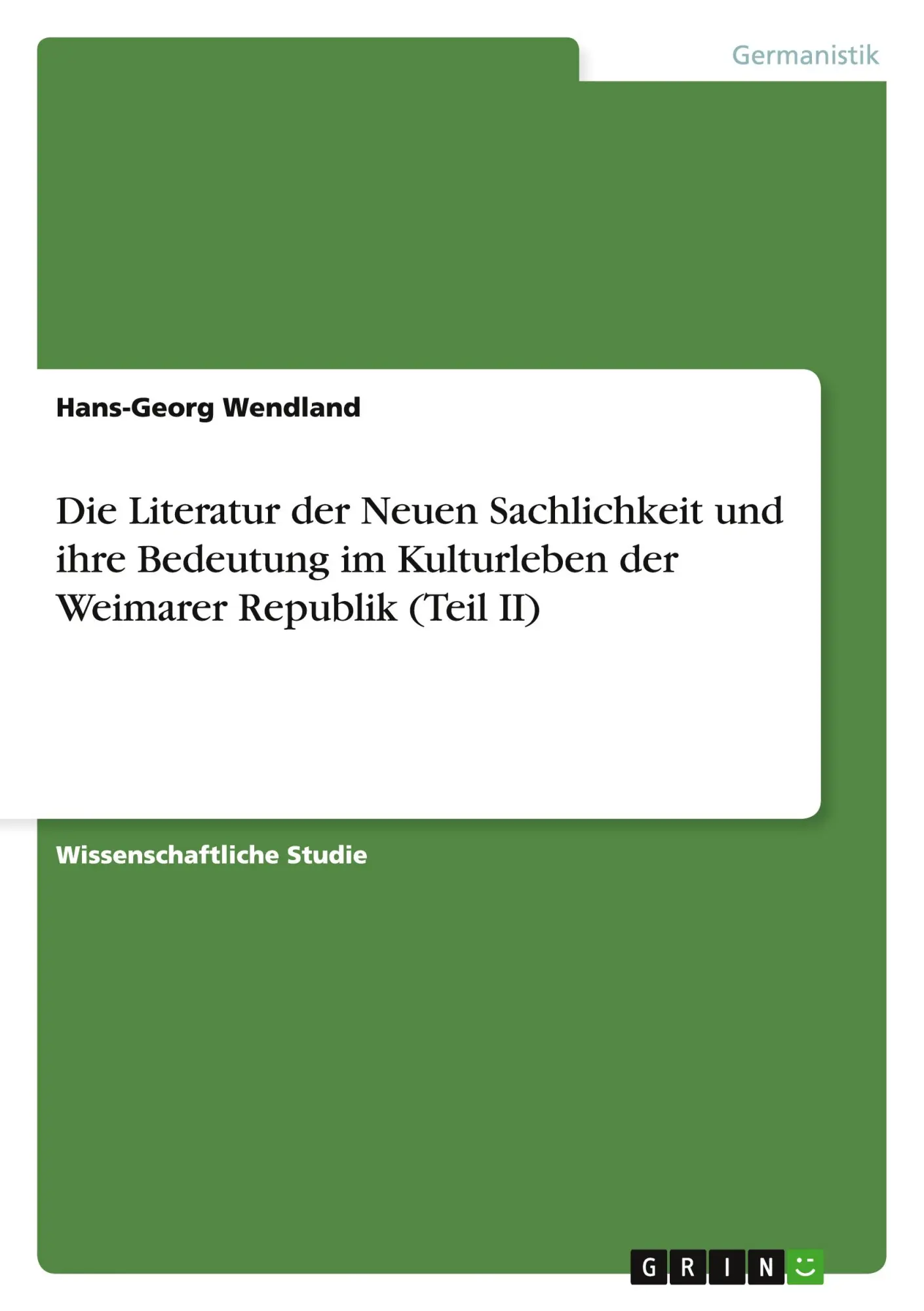 Cover: 9783656499954 | Die Literatur der Neuen Sachlichkeit und ihre Bedeutung im...