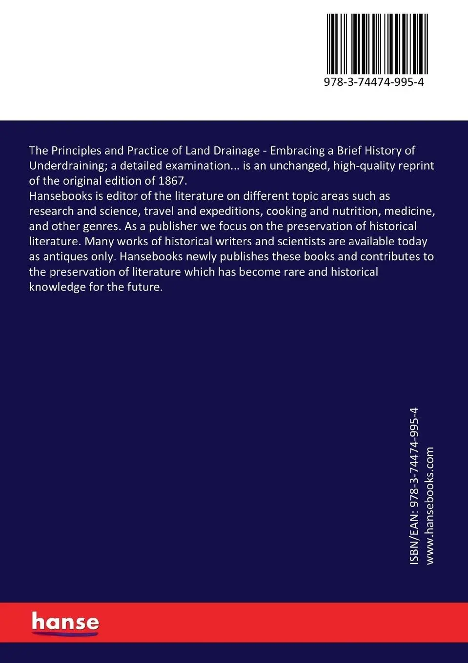 Rückseite: 9783744749954 | The Principles and Practice of Land Drainage | John H. Klippart | Buch