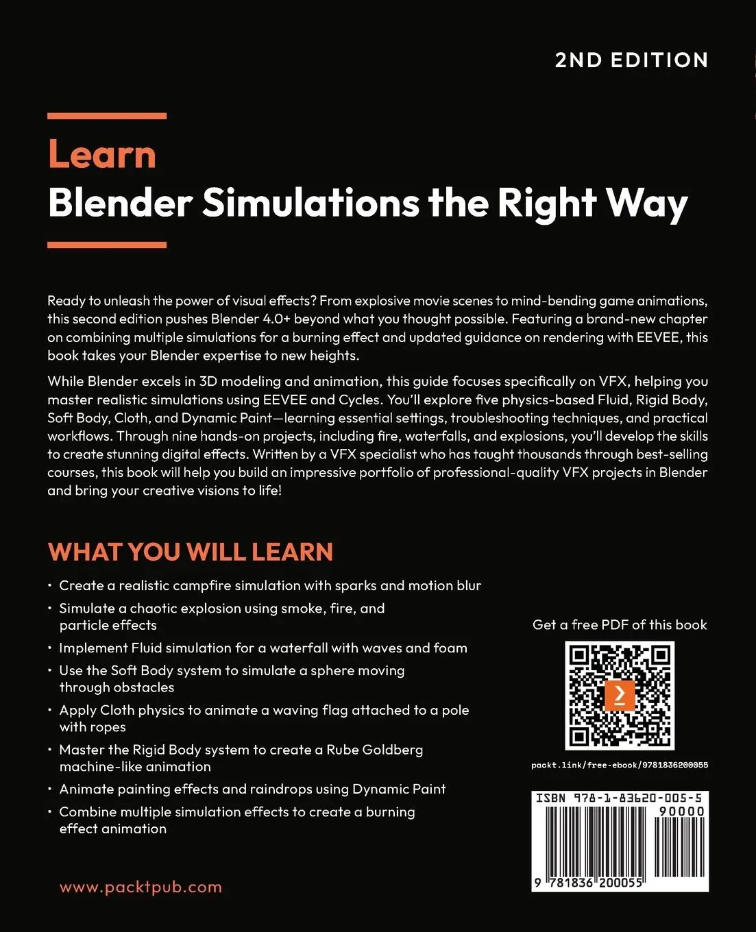 Rückseite: 9781836200055 | Learn Blender Simulations the Right Way - Second Edition | Pearson