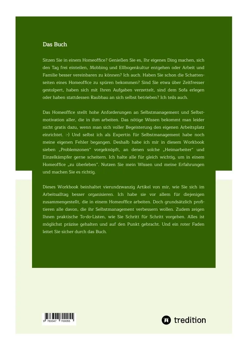 Rückseite: 9783347700055 | Workbook: So überleben Sie im Homeoffice | Heike Thormann | Buch