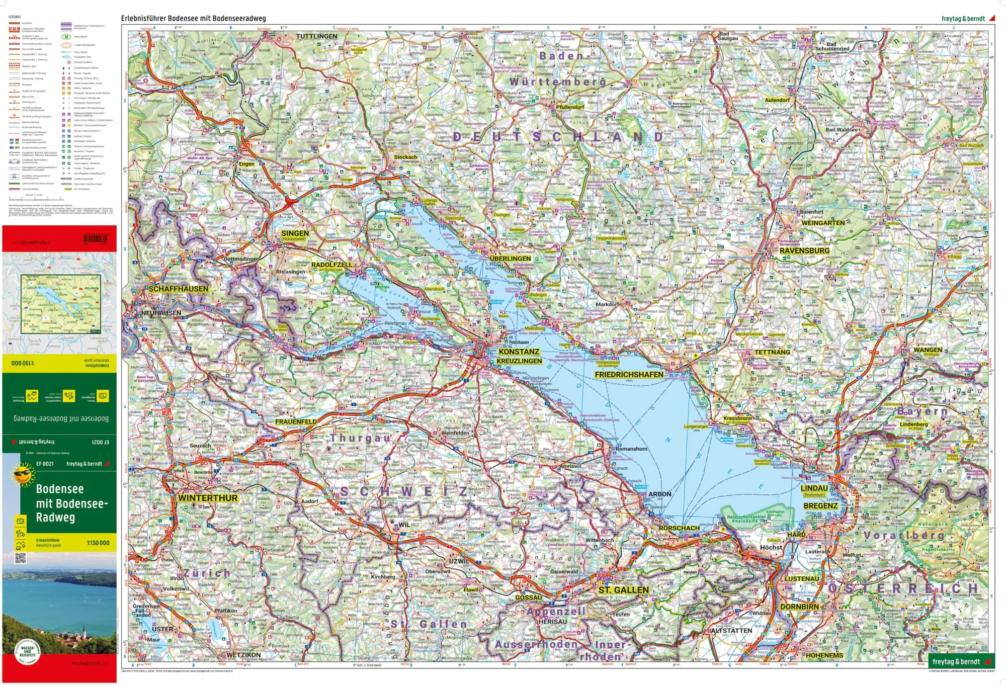 Bild: 9783707920055 | Bodensee mit Bodensee-Radweg, Erlebnisführer 1:130.000, freytag &amp;...