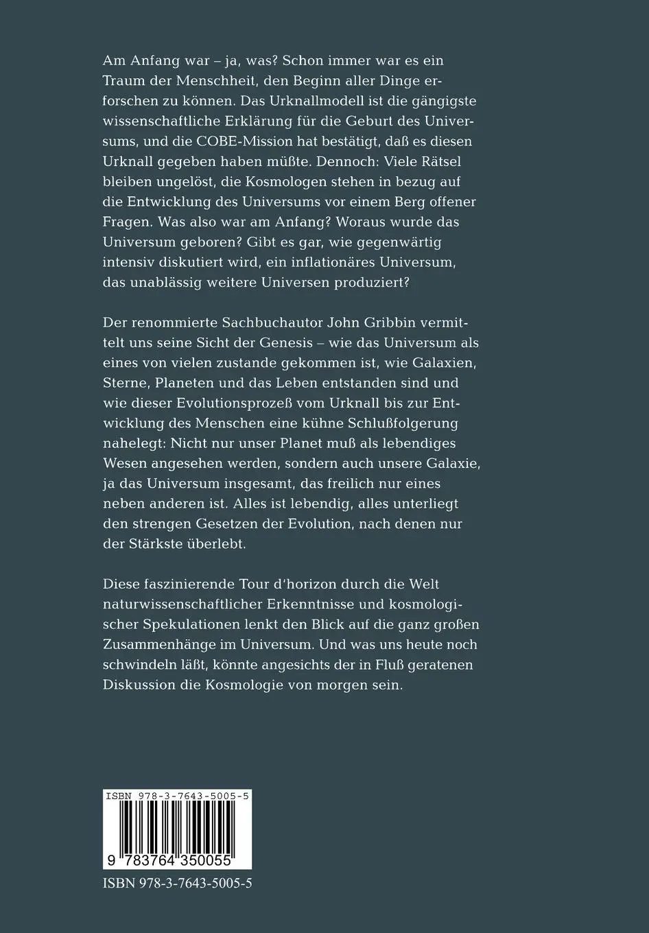Rückseite: 9783764350055 | Am Anfang war ... | Neues vom Urknall und der Evolution des Kosmos