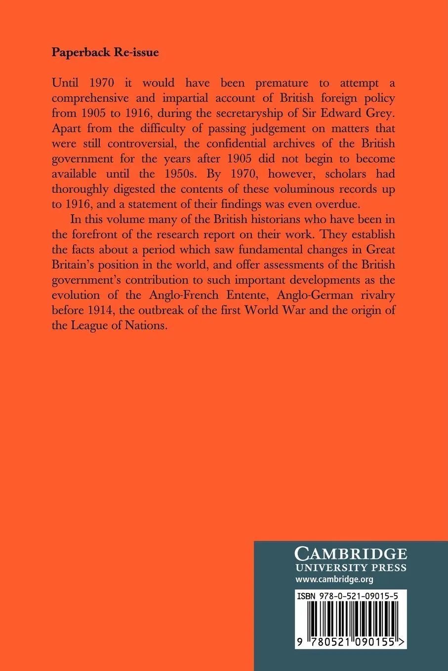 Rückseite: 9780521090155 | British Foreigh Policy Under Sir Edward Grey | F. H. Hinsley | Buch