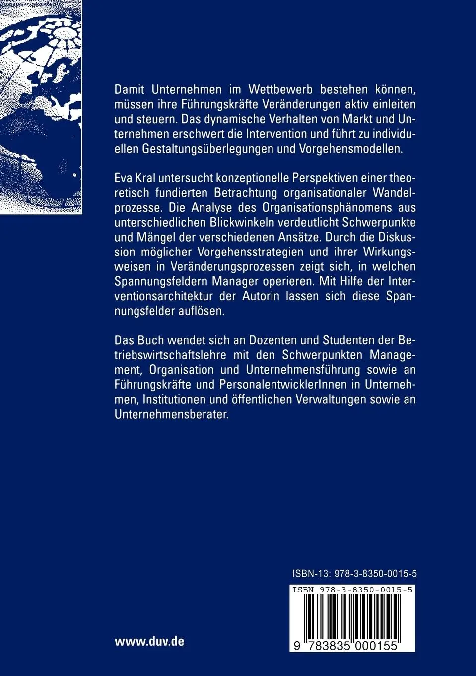 Rückseite: 9783835000155 | Interventionsarchitektur bei Veränderungsprozessen | Eva Kral | Buch