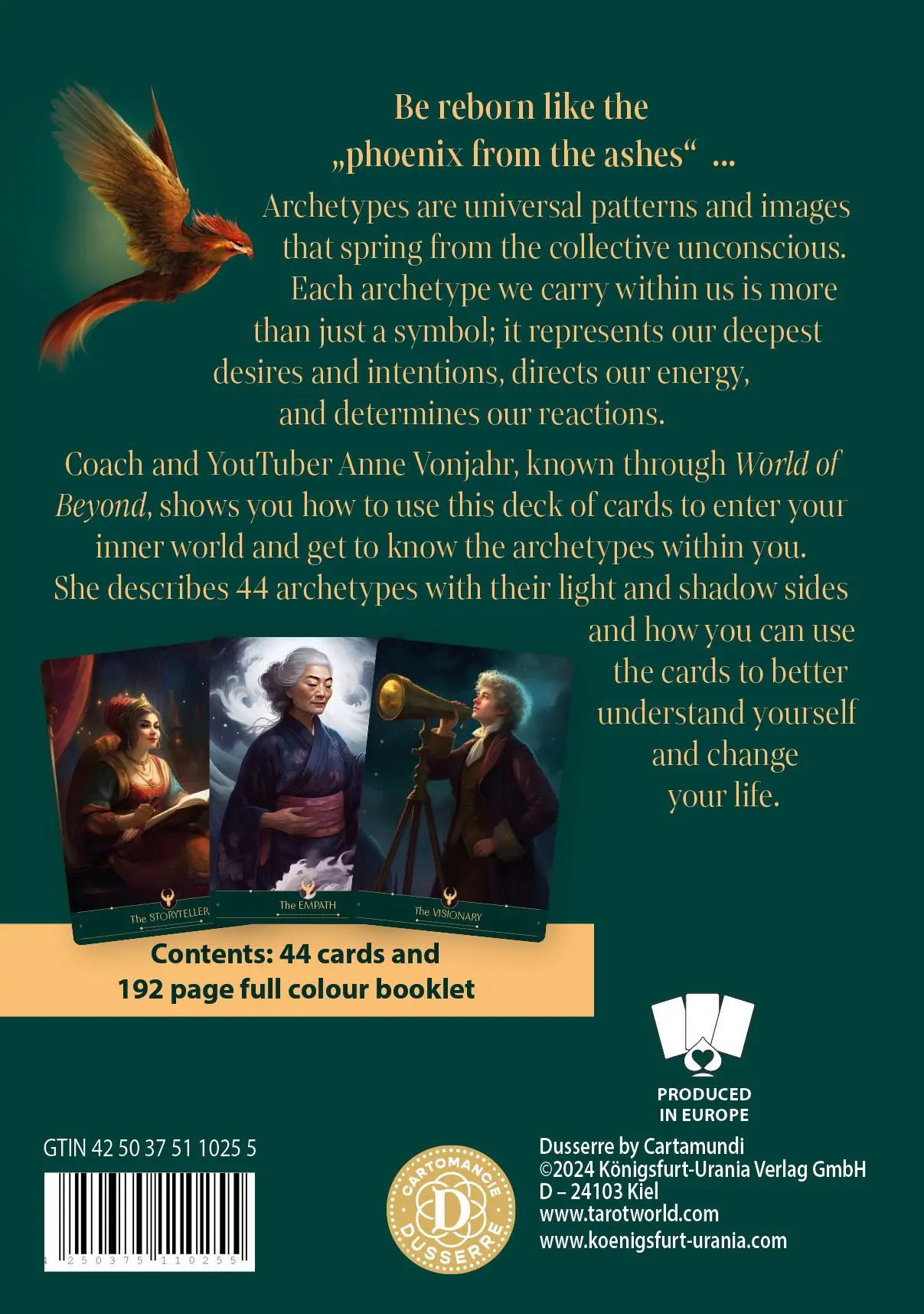 Rückseite: 4250375110255 | The Phönix-Cards - 44 archetypes for your inner light | Anne Vonjahr