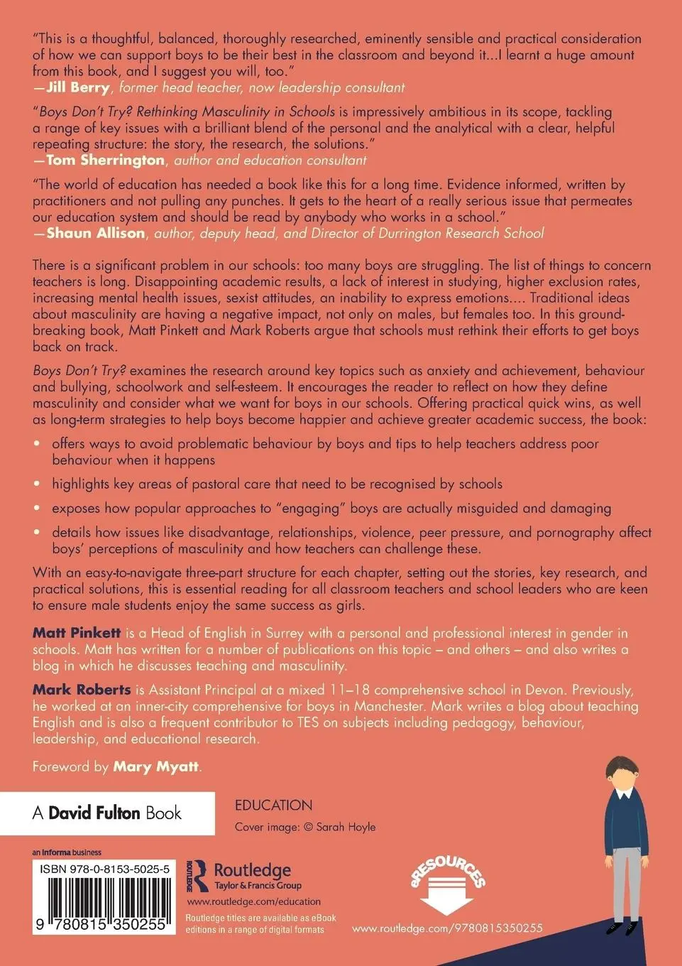 Rückseite: 9780815350255 | Boys Don't Try? Rethinking Masculinity in Schools | Pinkett (u. a.)