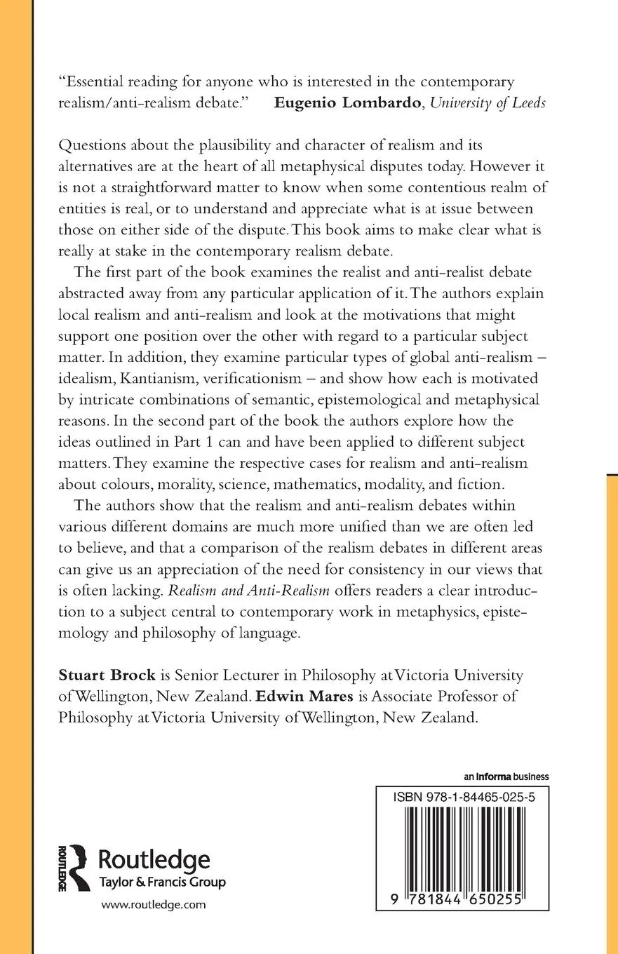 Rückseite: 9781844650255 | Realism and Anti-Realism | Stuart Brock (u. a.) | Taschenbuch | 2006