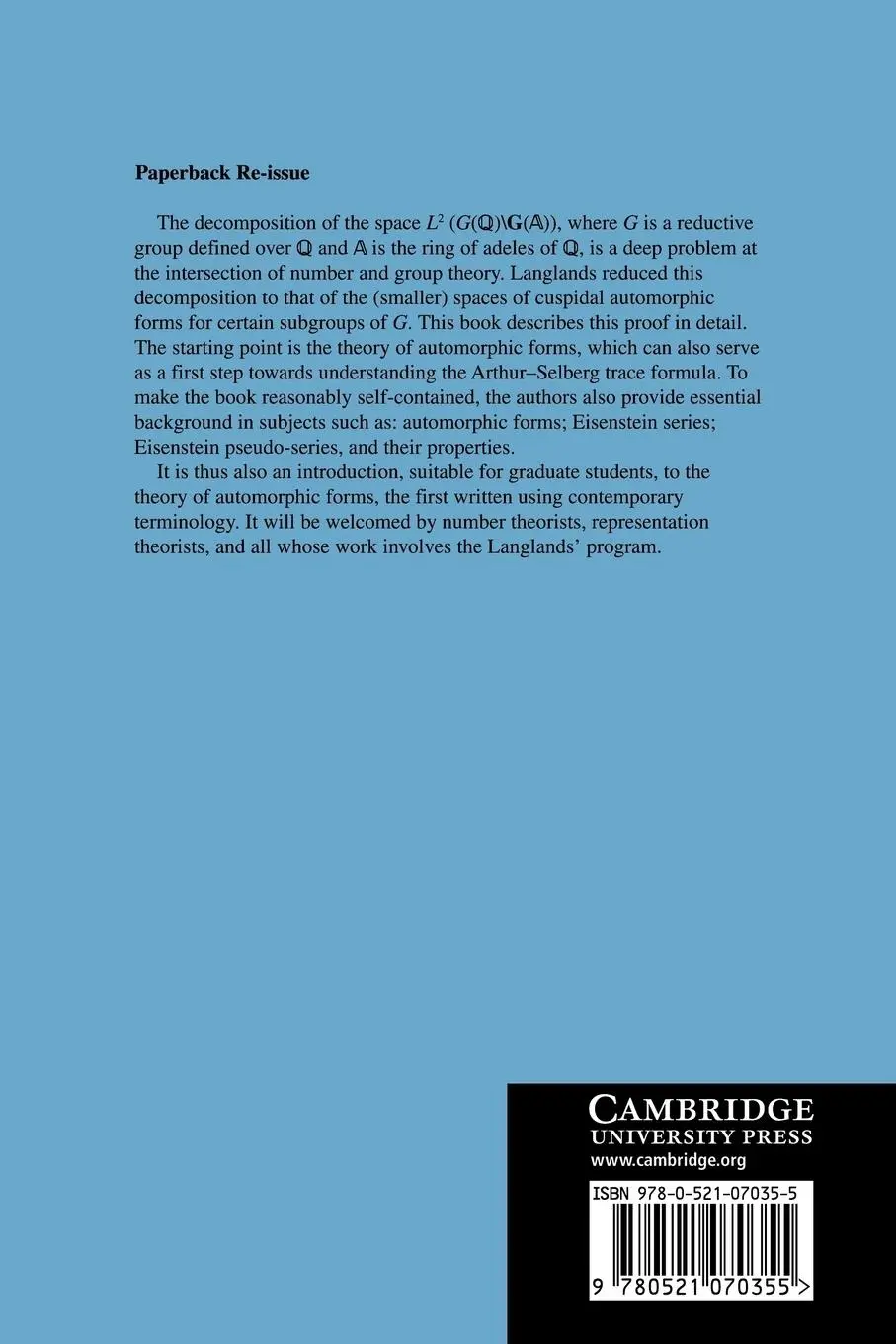 Rückseite: 9780521070355 | Spectral Decomposition and Eisenstein Series | C. Moeglin (u. a.)