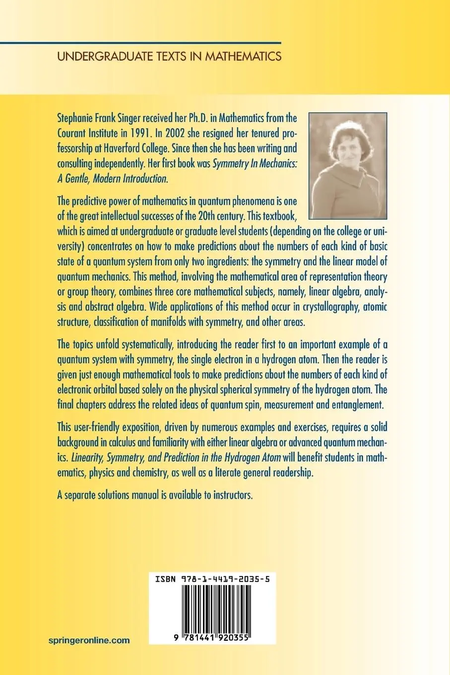 Rückseite: 9781441920355 | Linearity, Symmetry, and Prediction in the Hydrogen Atom | Singer
