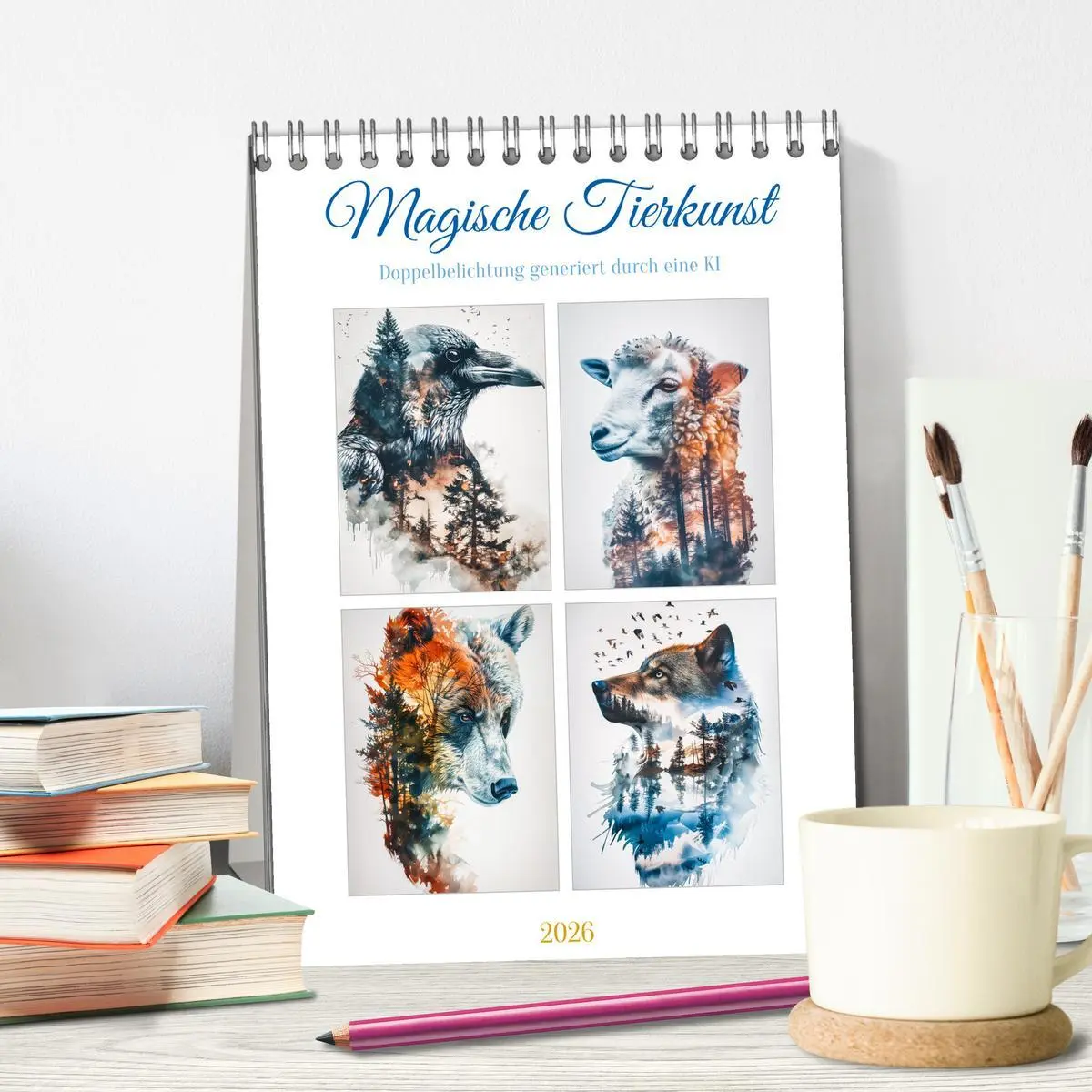 Bild: 9783457280355 | Magische Tierkunst (Tischkalender 2026 DIN A5 hoch), CALVENDO...