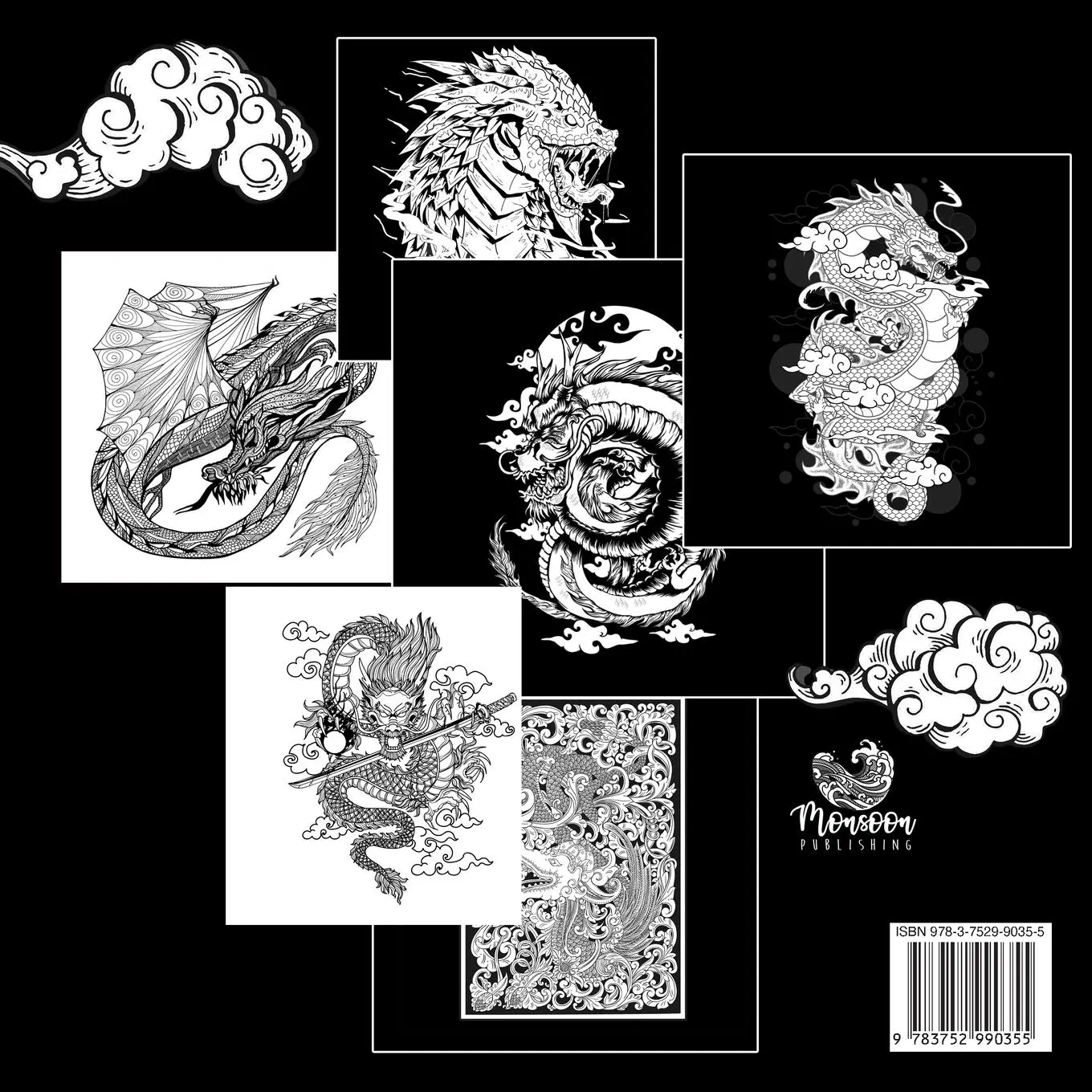 Rückseite: 9783752990355 | Dragons Coloring Book for Adults | Monsoon Publishing | Taschenbuch