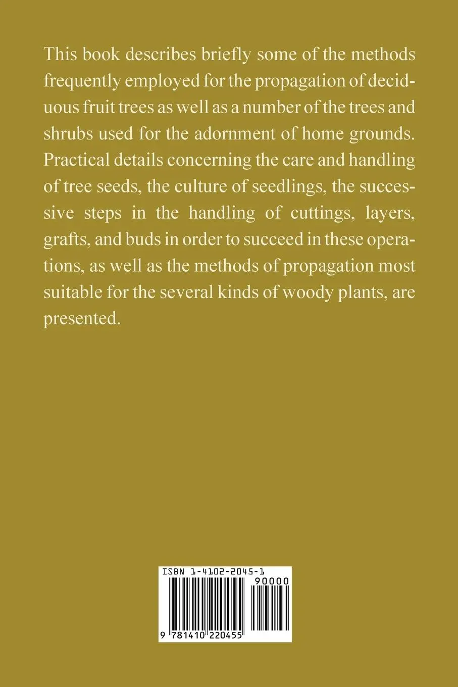 Rückseite: 9781410220455 | Propagation of Trees and Shrubs | Agriculture (u. a.) | Taschenbuch