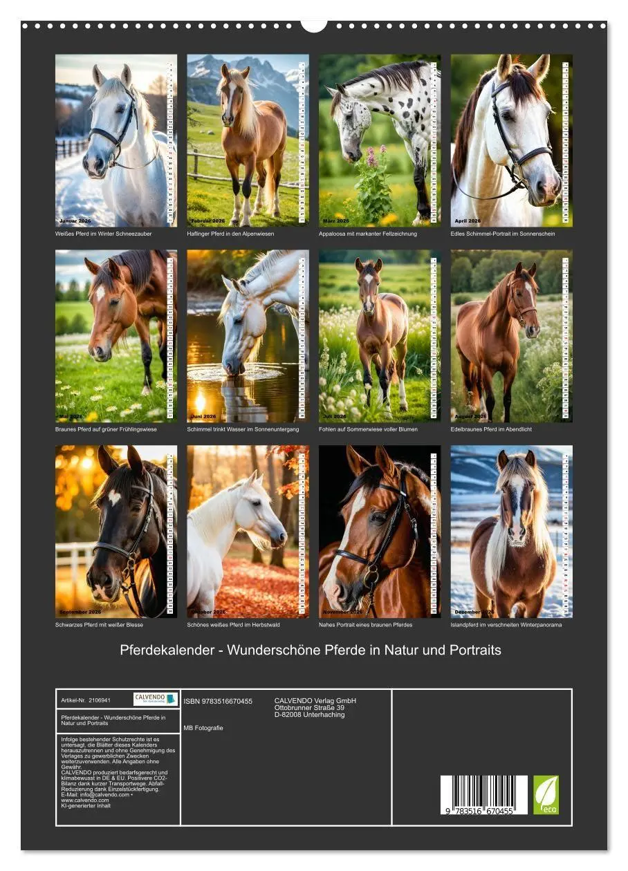Bild: 9783516670455 | Pferdekalender - Wunderschöne Pferde in Natur und Portraits...