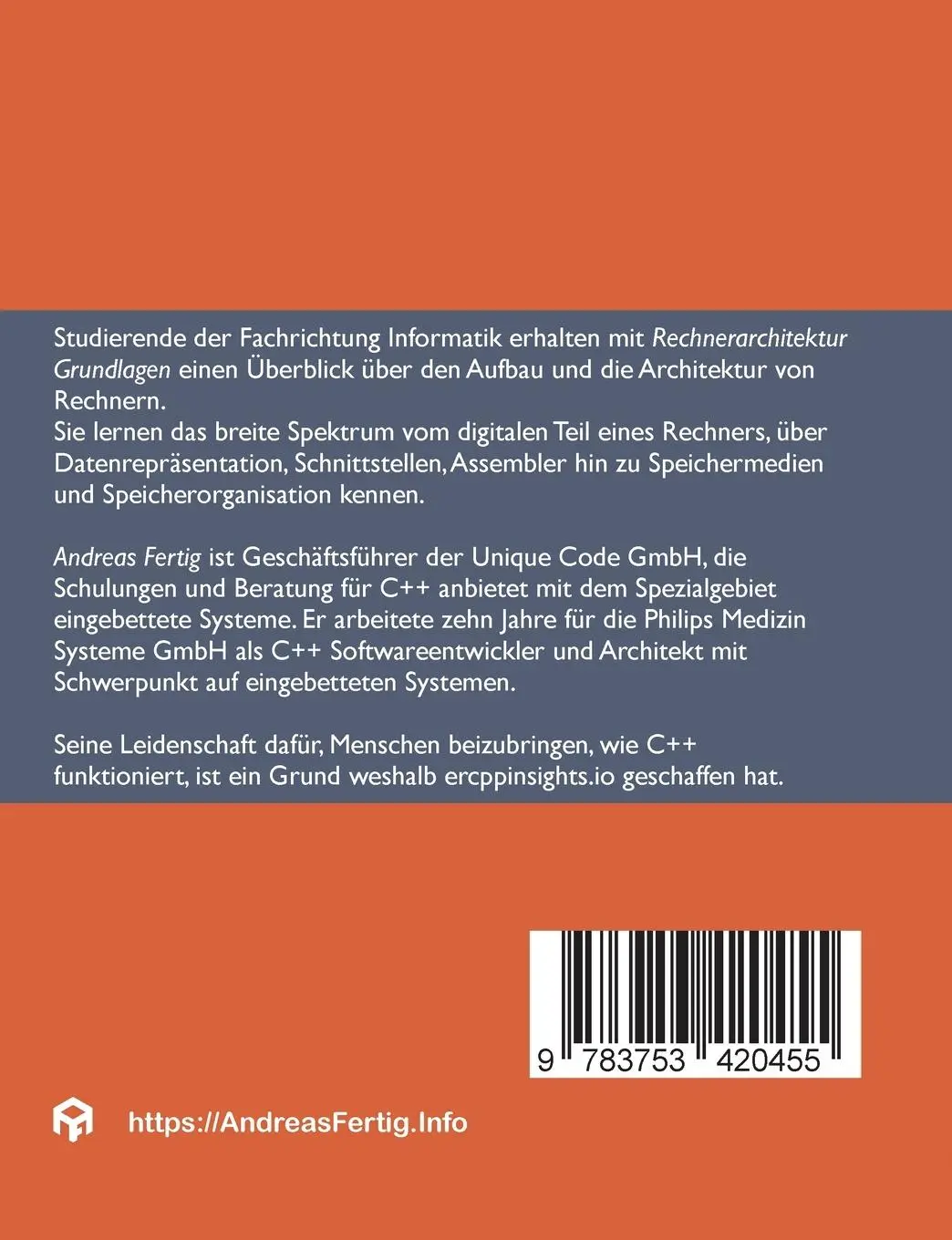 Rückseite: 9783753420455 | Rechnerarchitektur Grundlagen | Andreas Fertig | Taschenbuch | 248 S.